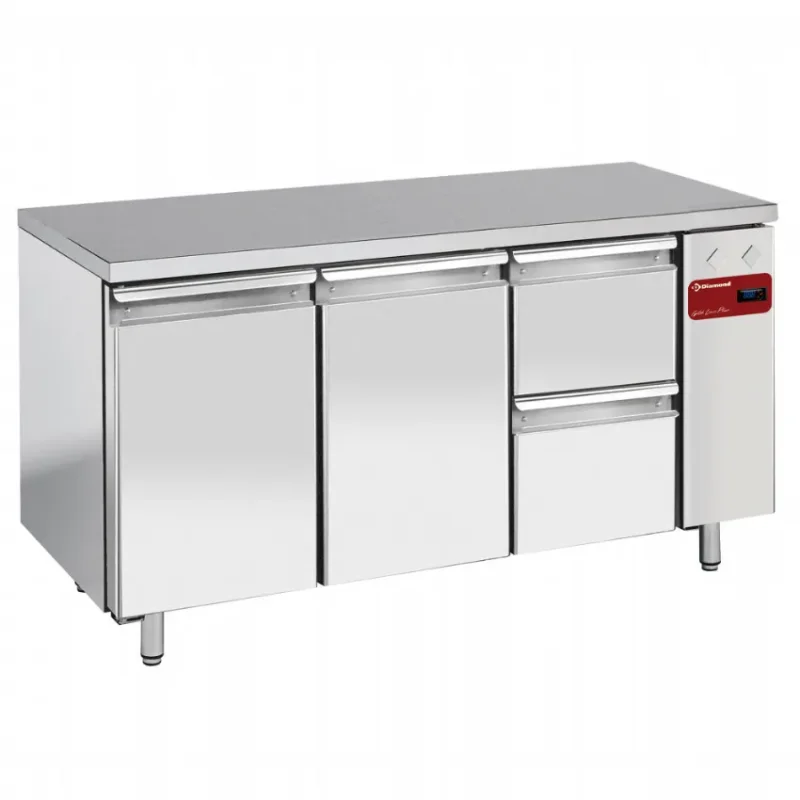 Prix Choc Table frigorifique composée de 2 portes et 2 tiroirs - 700 mm - gn 1/1