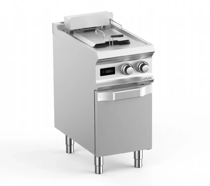 Friteuse pro électrique digital en inox sur coffre avec 1 panier et 1 cuve - 400x730x850 mm Offre Limitée