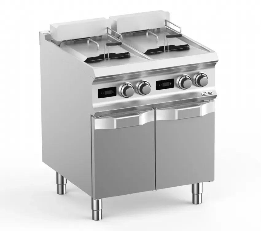 Friteuse pro électrique digital en inox sur coffre avec 2 panier et 2 cuve - 700x730x850 mm Bon Marché