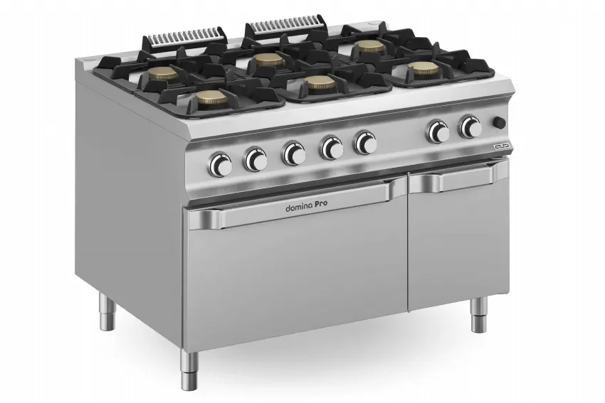 Cuisinière professionnelle à gaz avec 6 feux vifs sur four gaz - 1200x900x850 mm Satisfait Ou Remboursé