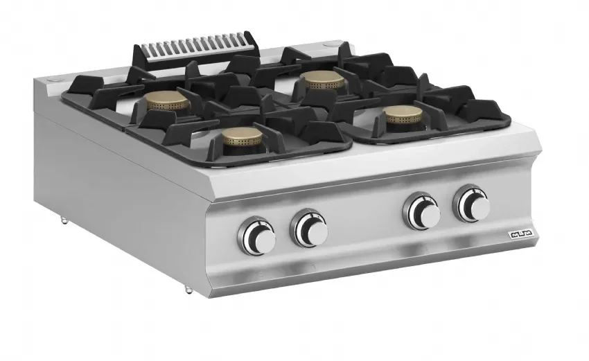 Réduction Cuisinière professionnelle avec 4 brûleurs de 40 kw - 800x900x250 mm