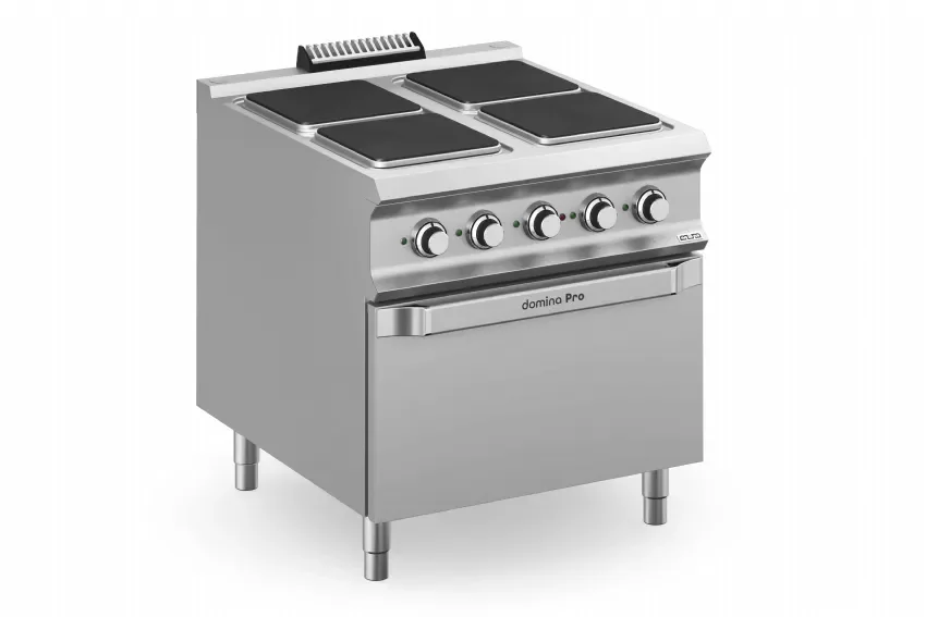Fourneau électrique professionnel avec 4 plaques carrées sur four électrique - 800x900x850 mm Offre Exclusive
