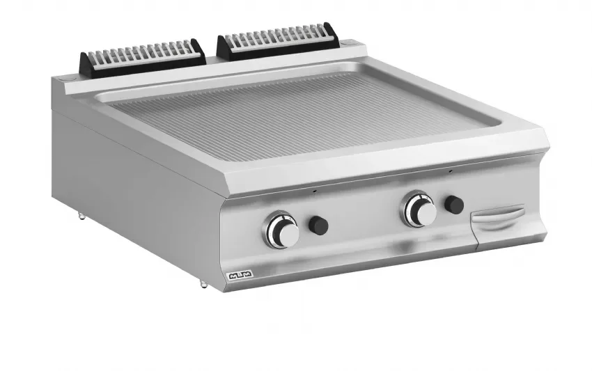 Cuisinière professionnelle à poser avec 1 plaque rainurée gaz top - 800x900x250 mm Bon Plan