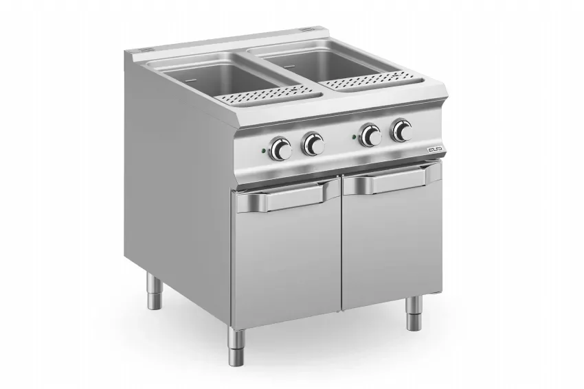 Commander Maintenant Cuiseur à pâtes professionnel en inox à gaz avec 2 paniers sur coffre - 800x900x850 mm