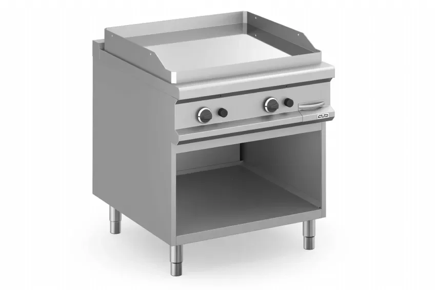 Meilleur Prix Grillade fry-top à gaz avec plaque lisse chromée - 800x900x850 mm