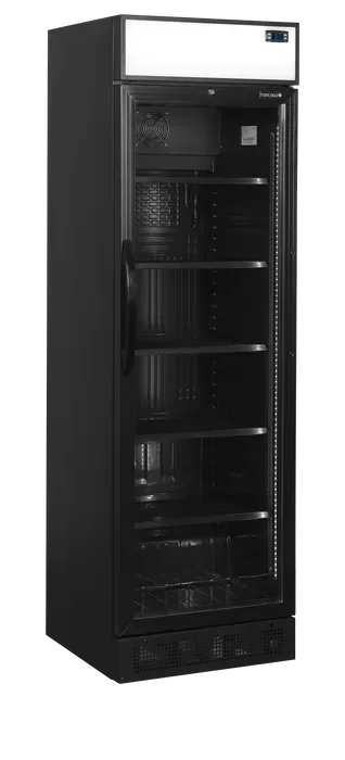 Quantité Limitée Réfrigérateur à boissons noir avec 1 porte vitrée battante - 595x640x1980 mm