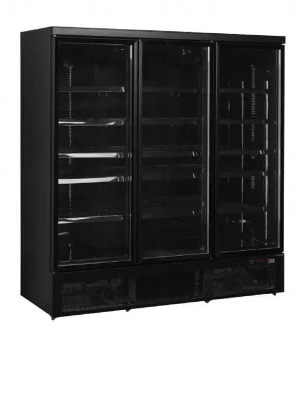 Produit De Marque Réfrigérateur vitré professionnel noir avec 3 portes vitrées battantes - 1880x710x2003 mm