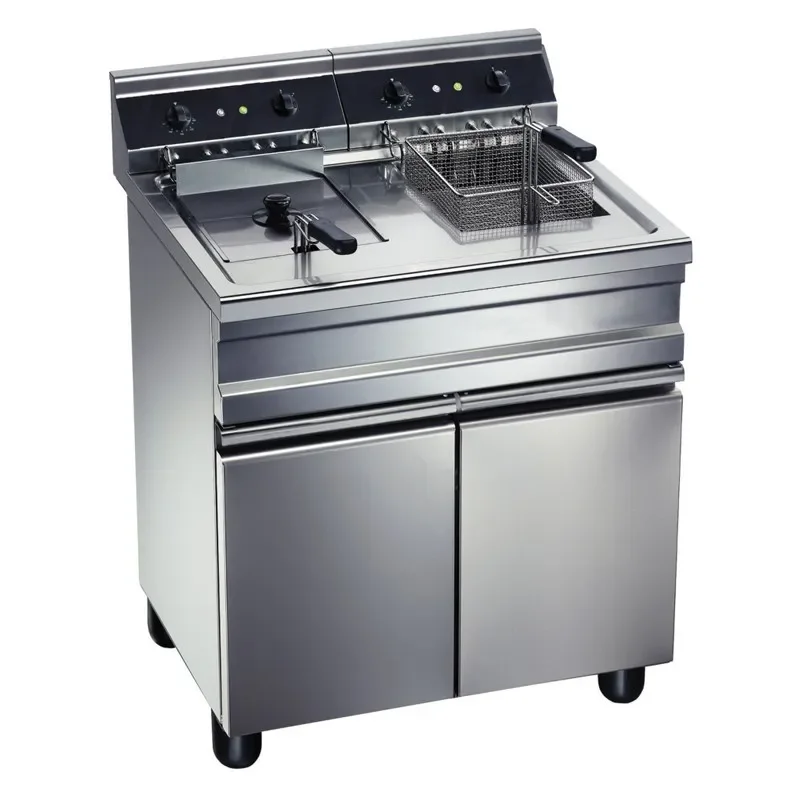 Usine Directe Friteuse électrique sur coffre en inox avec 2 bacs 20 litres- 750x750x1150 mm