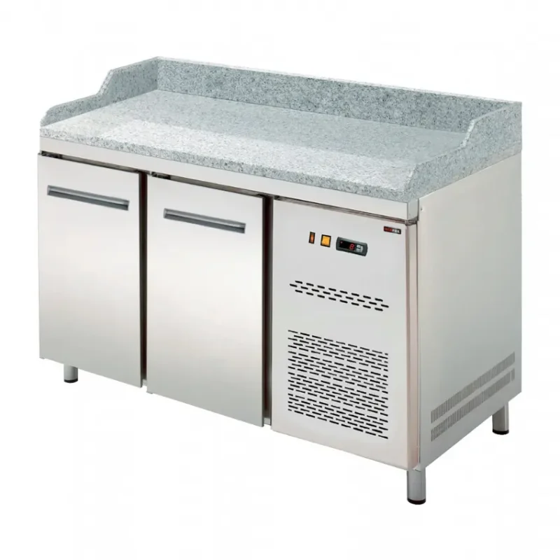 Super Prix Table refrigérée pro à froid positif gn1/1 pizza 2 portes dessus granit et saladette réfrigérée