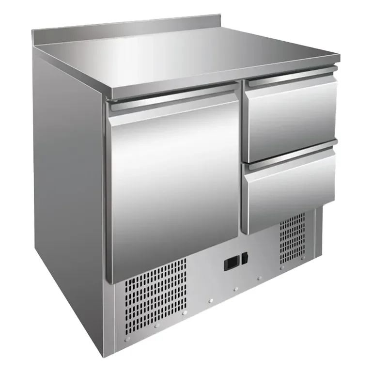Offre Spéciale Table réfrigérée professionnelle positive 1 porte 2 tiroirs spécial salade avec dosseret