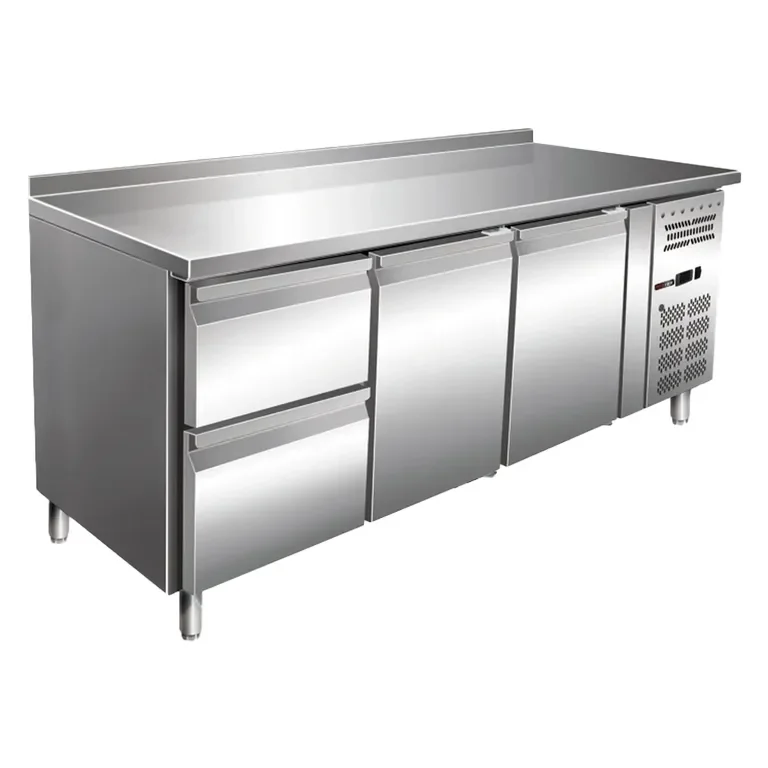 Offre Du Jour Table réfrigérée professionnelle positive gn 1/1 - 2 portes + 2 tiroirs avec dosseret