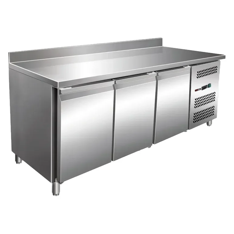 Table réfrigérée professionnelle positive gn 3 portes avec dosseret Meilleure Vente