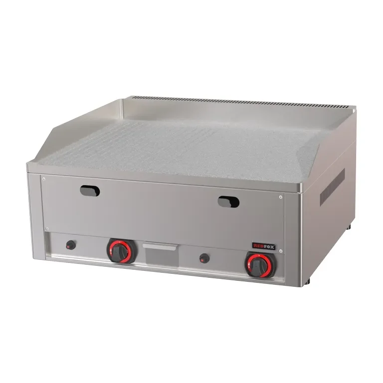 Seulement Aujourd’hui Plaque de cuisson professionnelle 65x48 cm à gaz chrome durable plaque mi-lisse mi-nervurée à poser