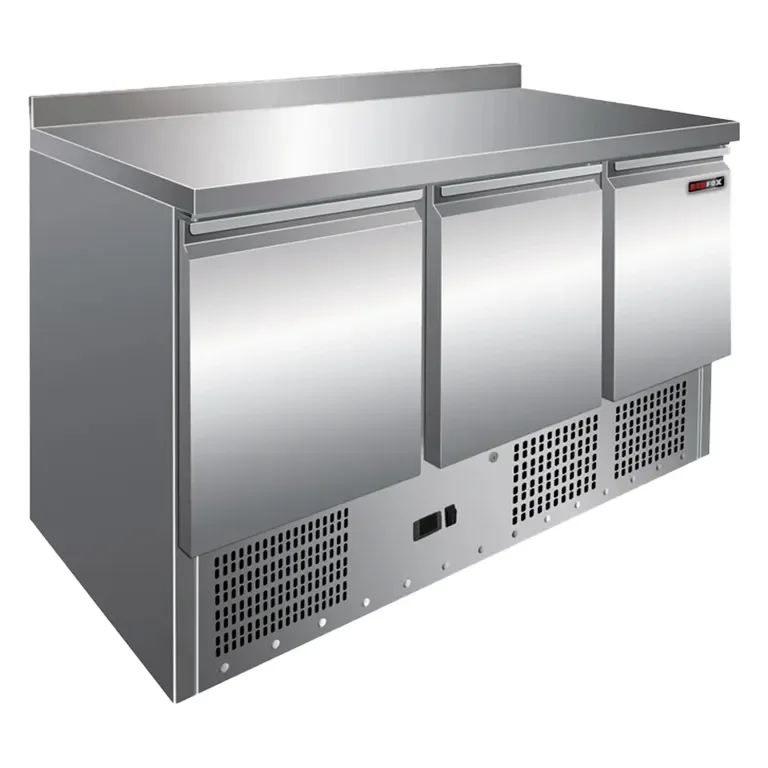 Livraison Express Table réfrigérée professionnelle positive 3 portes gn1/1 spécial salades avec dosseret