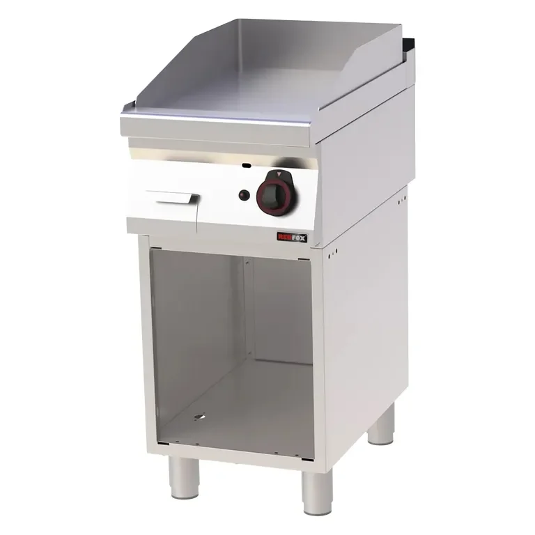Super Prix Plaque de cuisson professionnelle 40x51 cm à gaz plaque lisse sur armoire ouverte