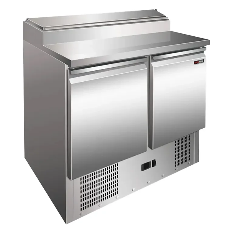 Achat Immédiat Table réfrigérée professionnelle positive snack 2 portes spécial salade avec dosseret