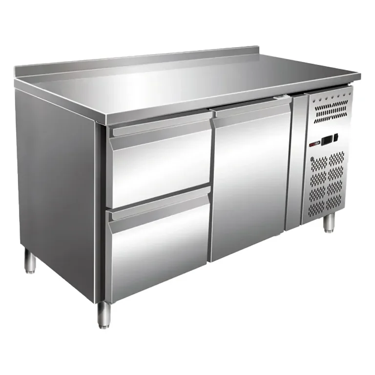 Table réfrigérée professionnelle positive gn 1/1 -1 porte + 2 tiroirs avec dosseret Nouvel Arrivage