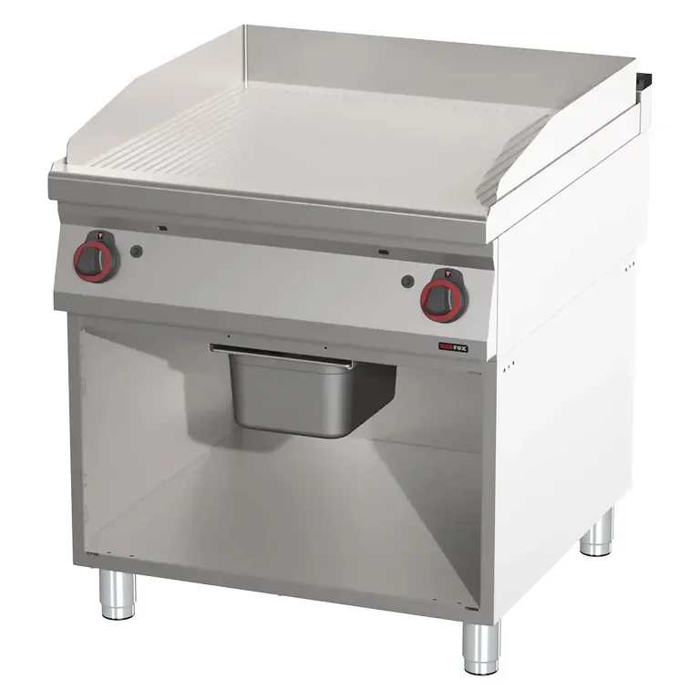 Bon Plan Plaque de cuisson à gaz pro nervurée sur armoire ouverte