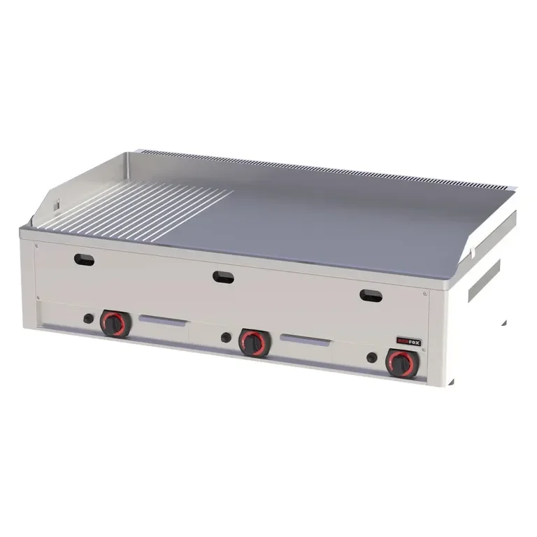 Expédition Rapide Plaque de cuisson professionnelle 97x48 cm à gaz plaque mi-lisse mi-nervurée à poser
