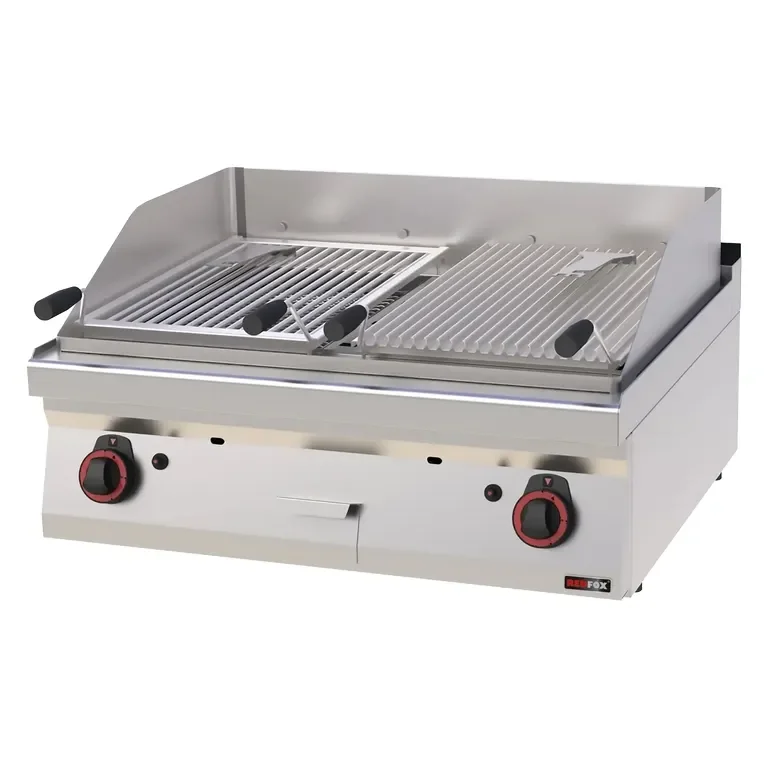 Grill pierre de lave professionnel à gaz double plaque 2x 52x36 cm à poser Meilleure Vente