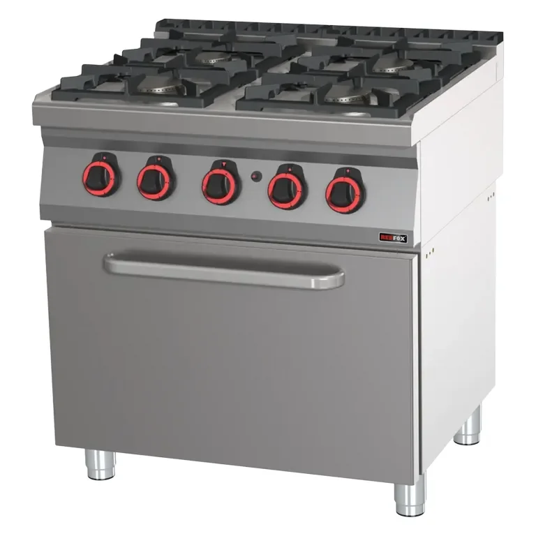 Cuisinière professionnelle à gaz 4 feux 3x6kw + 3,5kw eco sur four à gaz statique gn 2/1 Commande En Gros