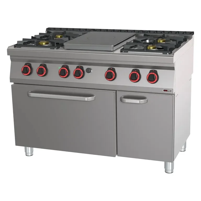 Dernier Modèle Cuisinière coup de feu à gaz professionnelle 5 feux sur four électrique statique gn 2/1