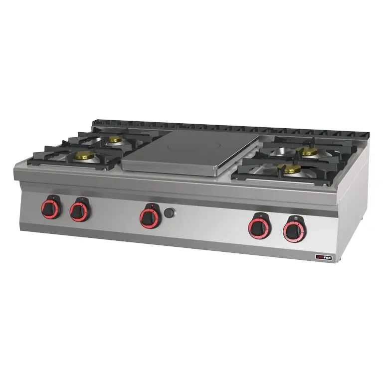 Cuisinière coup de feu à gaz 5 feux 6,6kw + 4kw + 3x8,5kw à poser Réduction