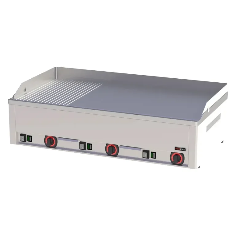 Plaque de cuisson professionnelle triphasée 97x48 cm plaque mi-lisse mi-nervurée à poser Vente Directe