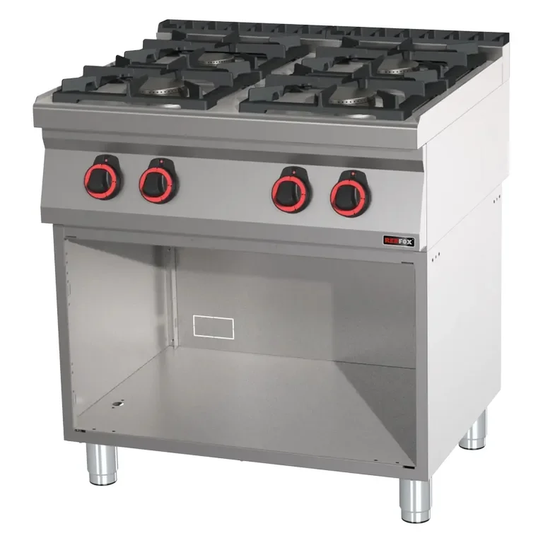 Bon Marché Cuisinière professionnelle à gaz 4 feux 2x3,5kw + 2x6kw eco sur armoire ouverte