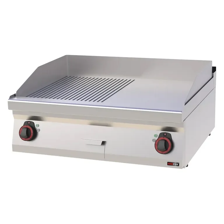 Plaque de cuisson professionnelle triphasée 80x51 cm mi-lisse mi-nervurée a poser Affaire À Saisir