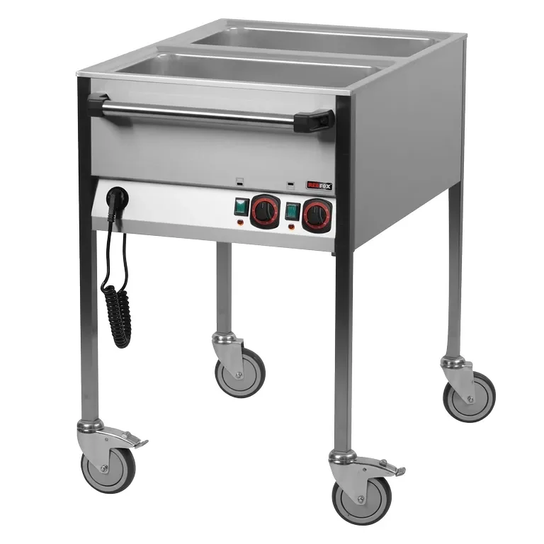 Bain marie professionnelle électrique 2 gn 1/1 commande sur le côté court Authentique