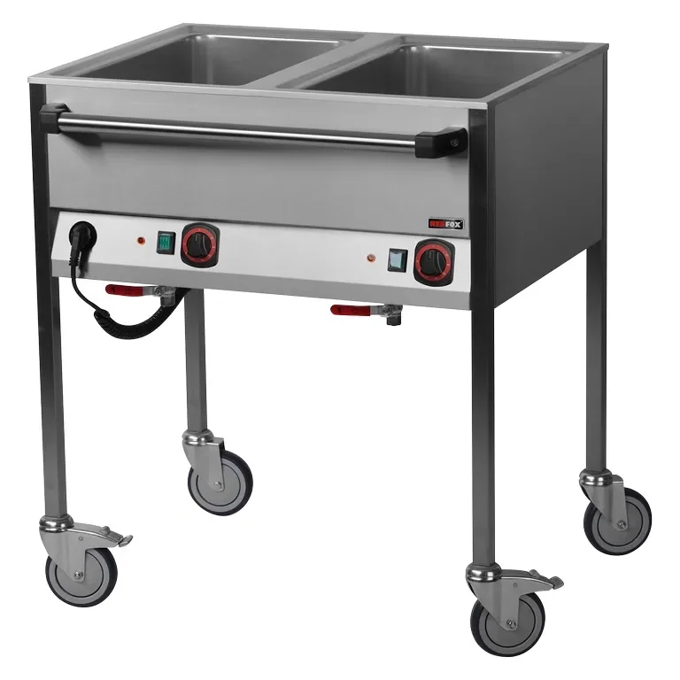 Bain marie professionnelle électrique 2 gn 1/1 commande sur le côté long Paiement Sécurisé