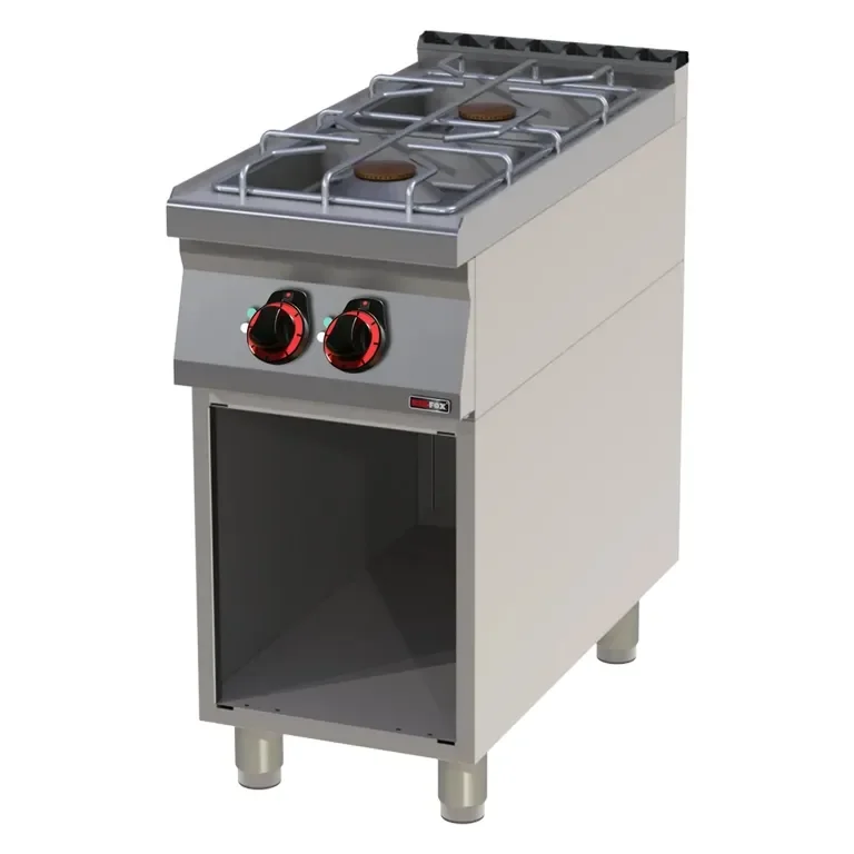 Prix Promo Cuisinière professionnelle à gaz 2 feux 8kw + 5kw sur armoire ouverte