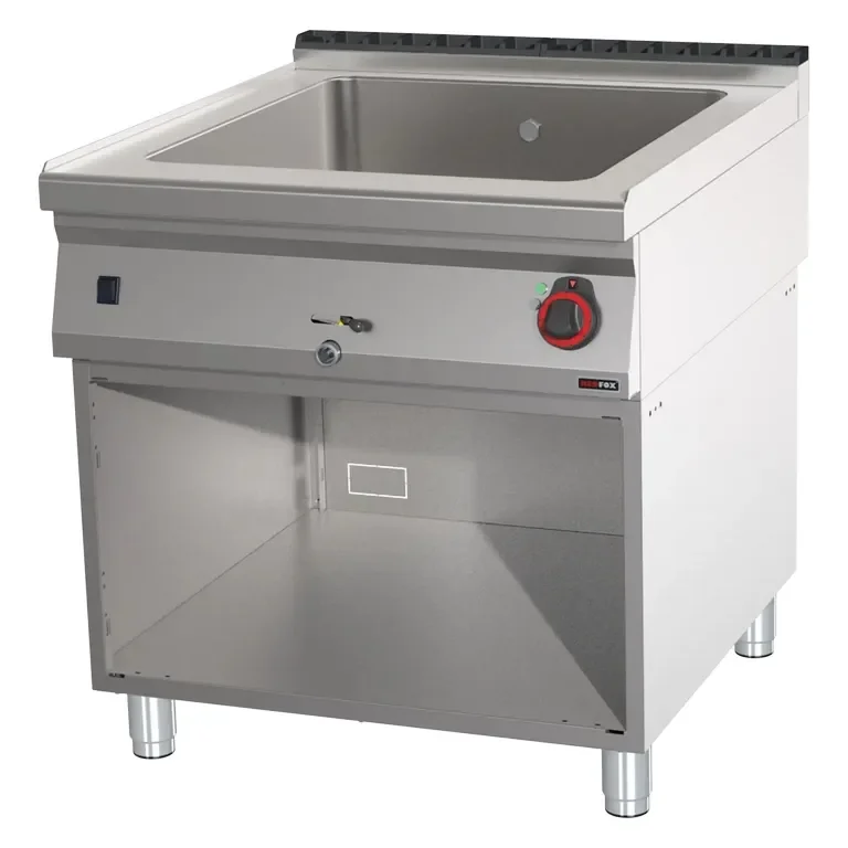 Vente Directe Bain marie professionnel électrique gn 2/1 200 mm sur armoire ouverte vidange sur panneau avant