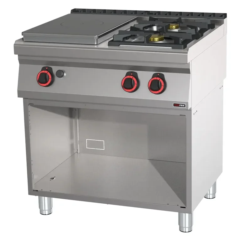 Vente Directe Cuisinière coup de feu à gaz 3 feux 6,6kw + 4kw + 8,5kw sur armoire ouverte