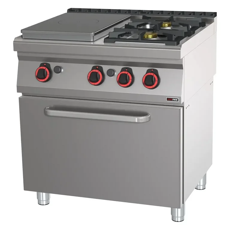 Cuisinière professionnelle coup de feu à gaz 3 feux sur four à gaz statique gn 2/1 Prix Cassé