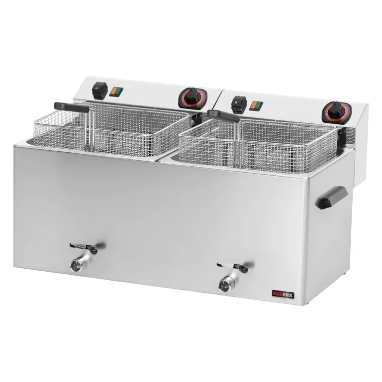 Friteuse professionnelle triphasée 11+11 l 16,2kw à poser avec robinet de vidange Dernier Modèle