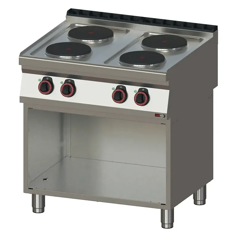 Cuisinière professionnelle 4 feux ronds 2,6kw triphasée sur armoire ouverte Affaire À Saisir