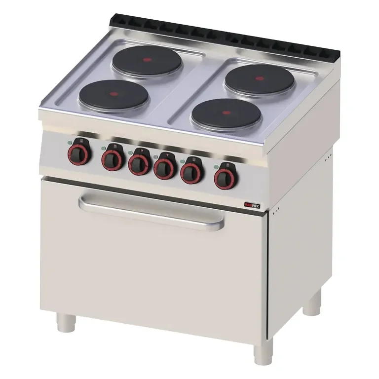 Cuisinière professionnelle 4 feux 2,6kw triphasée sur four statique gn 2/1 Meilleur Choix