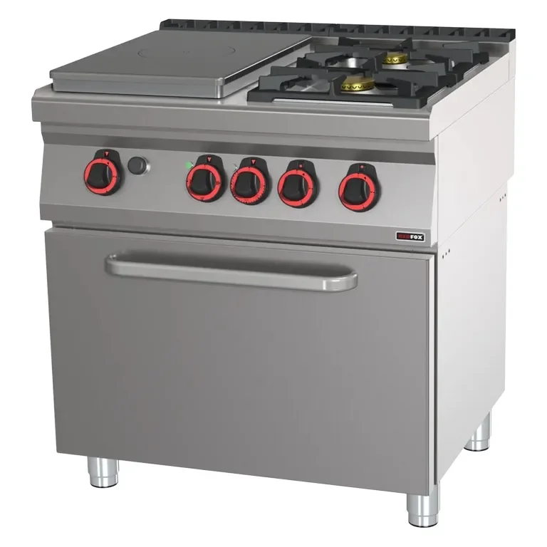 Cuisinière coup de feu à gaz professionnelle 3 feux sur four électrique statique gn 2/1 Livraison Gratuite