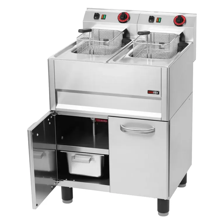 Friteuse professionnelle triphasée cuve 13+13 l avec soubassement Paiement Sécurisé