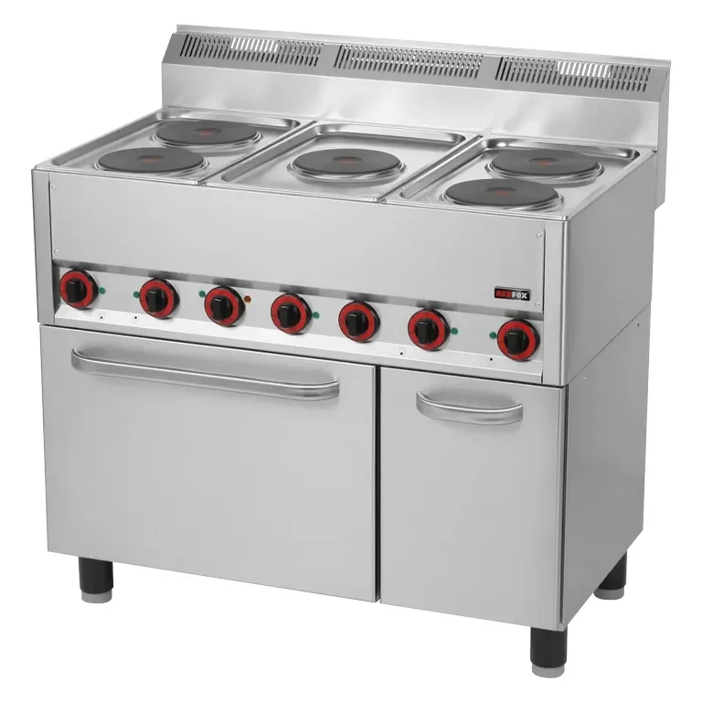 Cuisinière professionnelle 5 feux triphasé sur four à air gn 1/1 Prix Bas