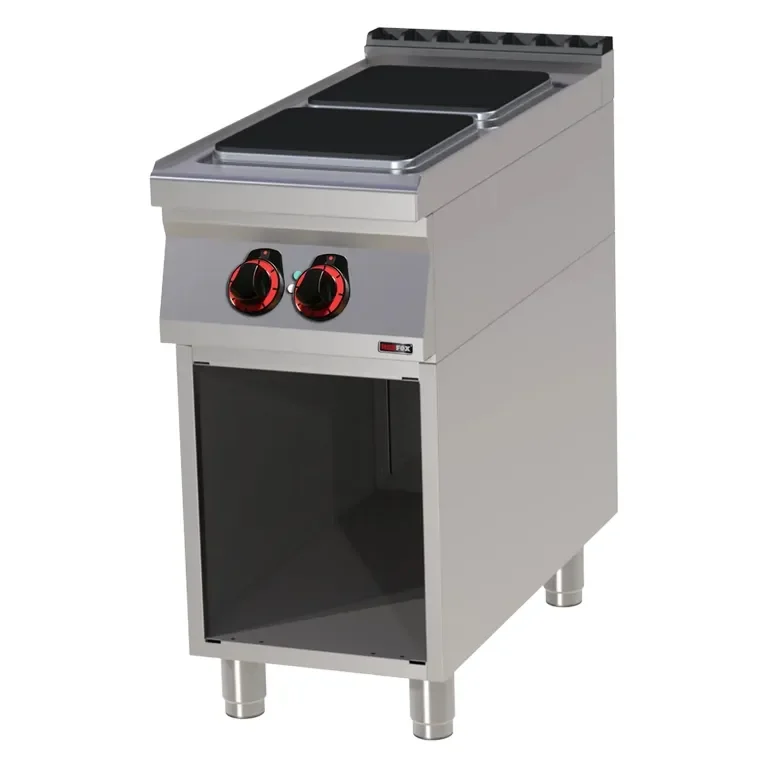 Commande En Gros Cuisinière professionnelle 2 feux carrés 3,5kw sur armoire ouverte