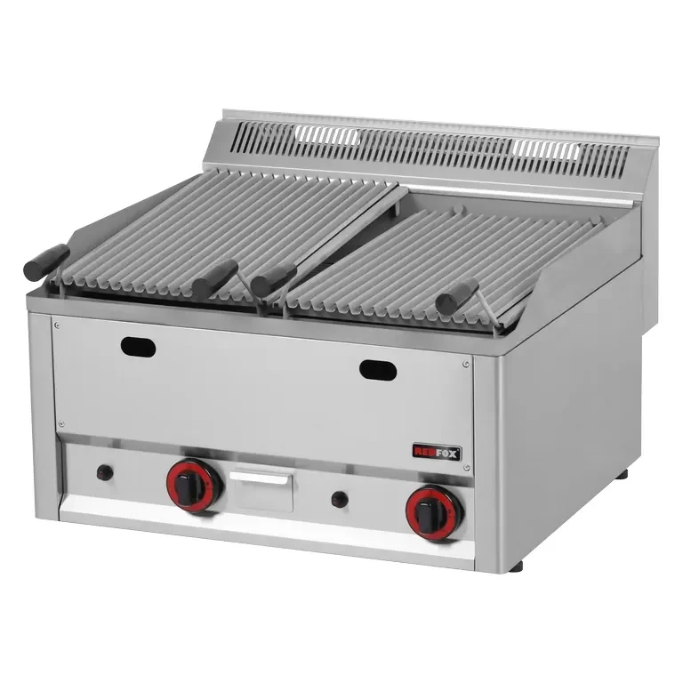 Grill pierre de lave professionnel à gaz double 2x 31x48 cm à poser Prix Promo