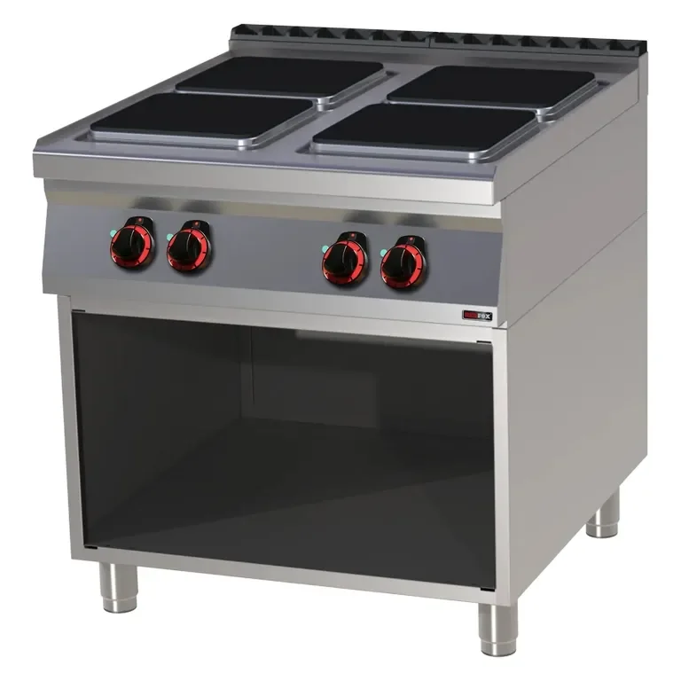 Cuisinière professionnelle 4 feux 3,5kw sur armoire ouverte Nouvelle Collection