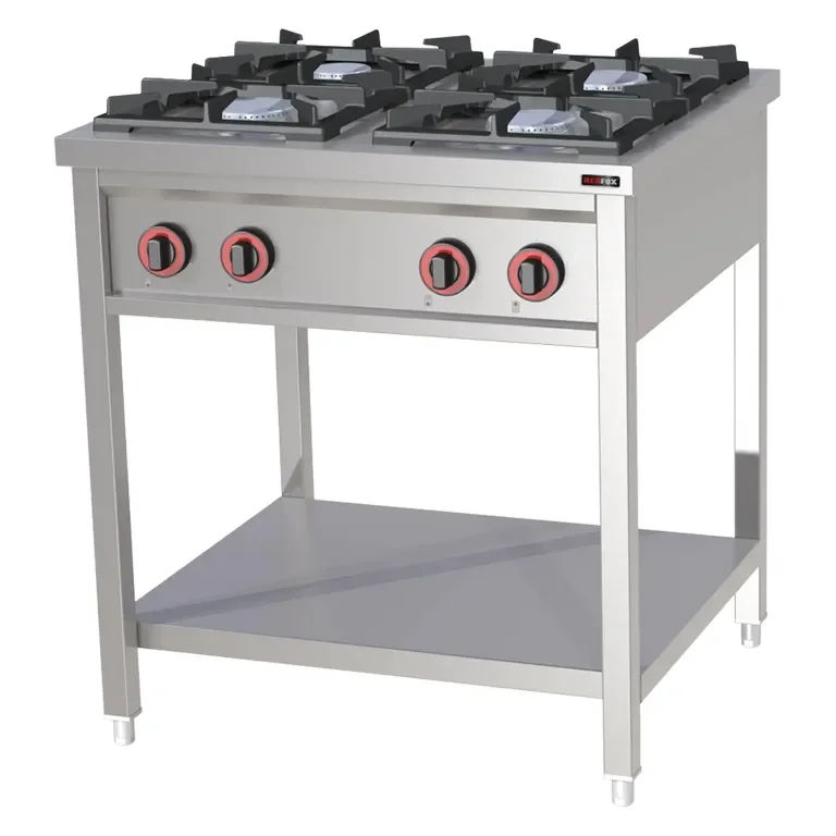 Cuisinière professionnelle à gaz 4 feux avec soubassement Livraison Express