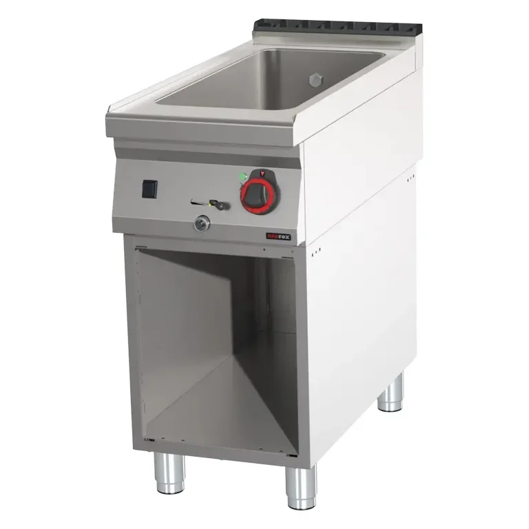 Bain marie professionnel électrique gn 1/1 200 mm sur armoire ouverte vidange sur le paneau avant Nouvelle Collection