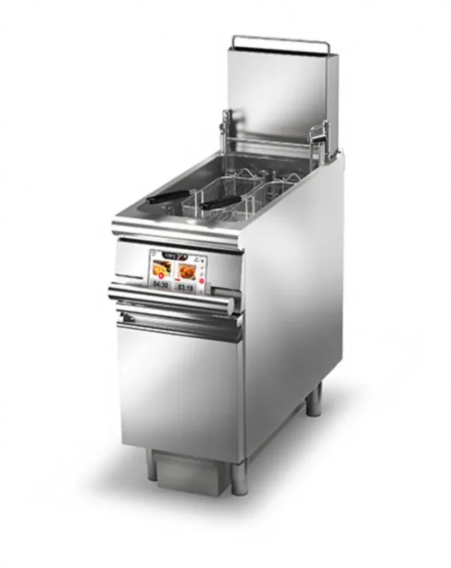 Friteuse sur coffre professionnelle gaz filtrage huile + levage de panier - 23l 400x900x870 Must-Have
