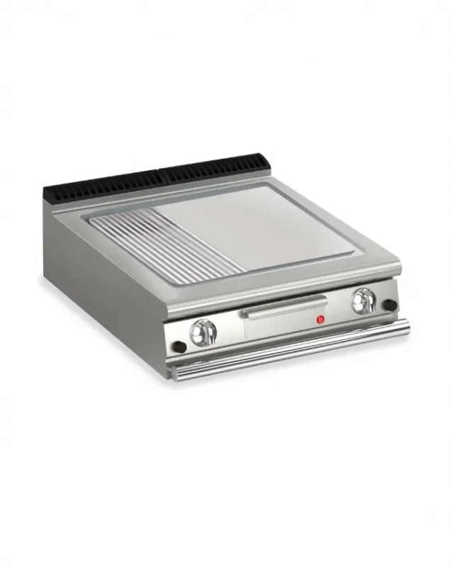 Plancha gaz professionnelle 1/3 rainurée 705x660 Prix Cassé