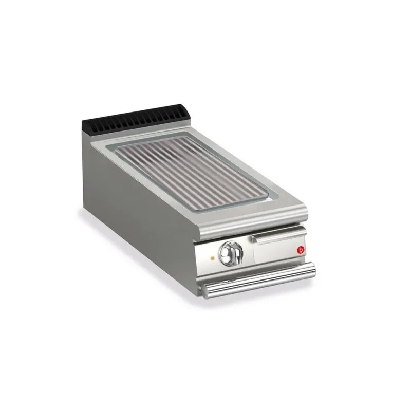 Plancha gaz professionnelle chrome rainurée305x660 Vente Directe
